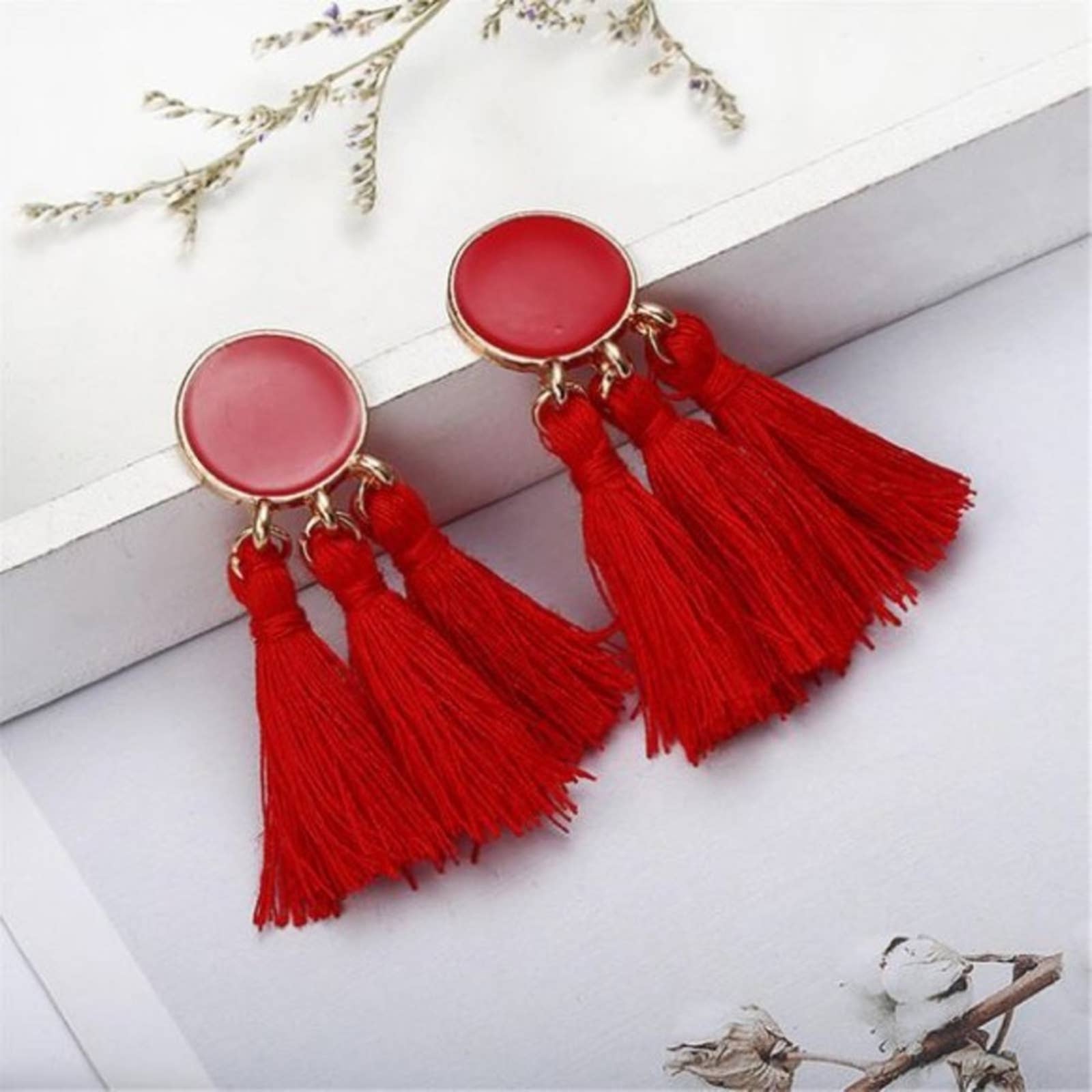 Fashion Red Dripping Tassel Earring